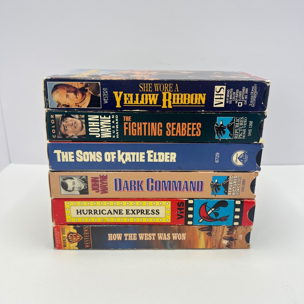 John Wayne VHS Movies Lot of 6 Westerns War Classics Vintage Collector Nostalgia